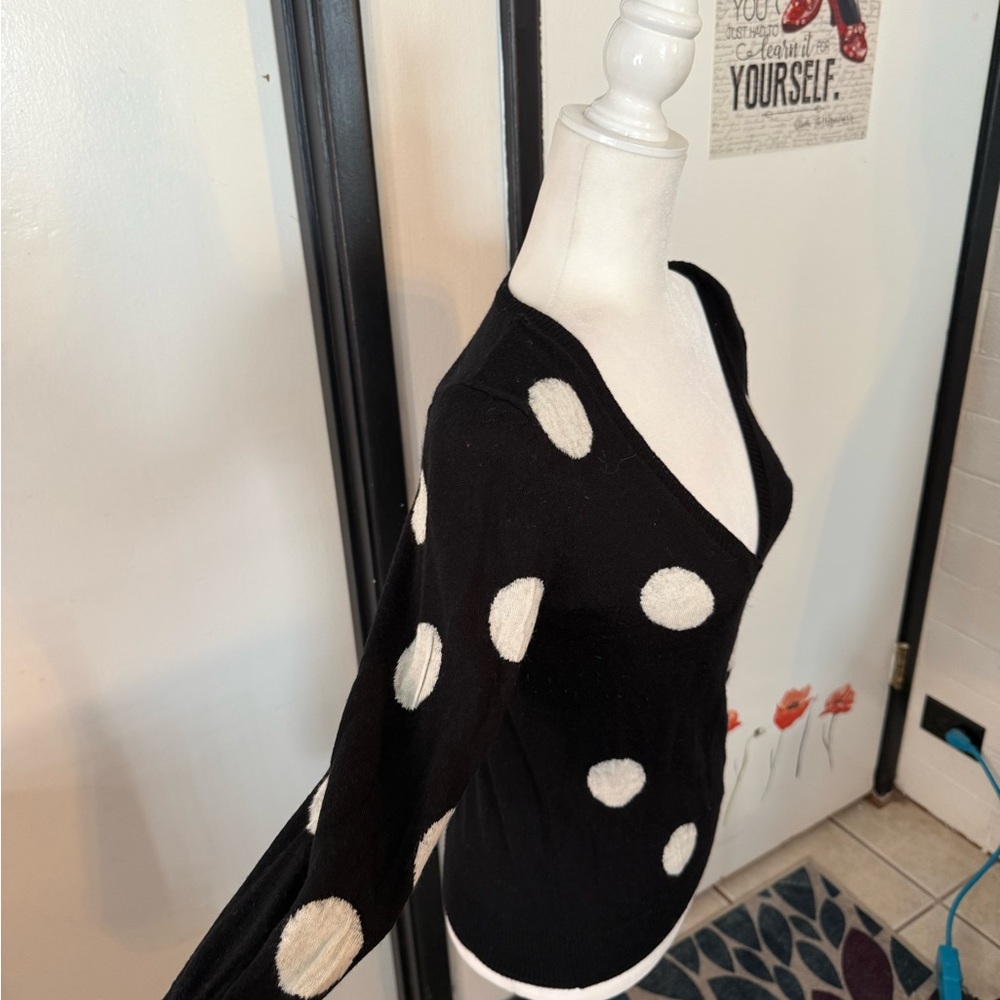 Black and White Polka Dot Sweater - Picture 4 of 8